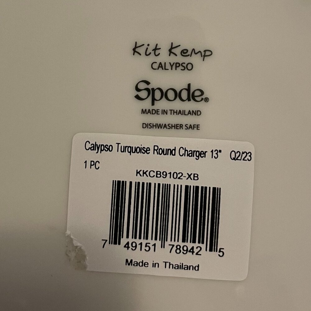 SPODE Kit Kemp Calypso Porcelain Serving Platter or Charger in Turquoise NWT - Picture 6 of 7